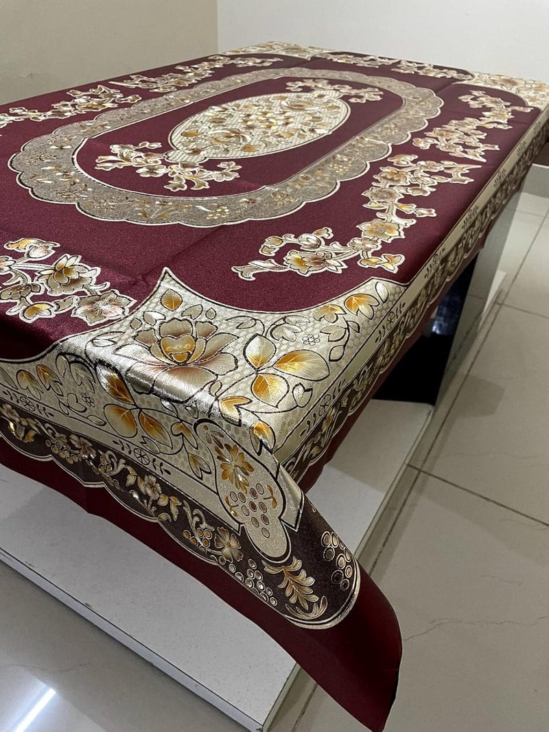 Bless Kraft Premium Elegantly Designed Center Table Cover PVC 4 Seater Center Table Cover Size 60 x 40 Inch Dark Gold  - Image 5