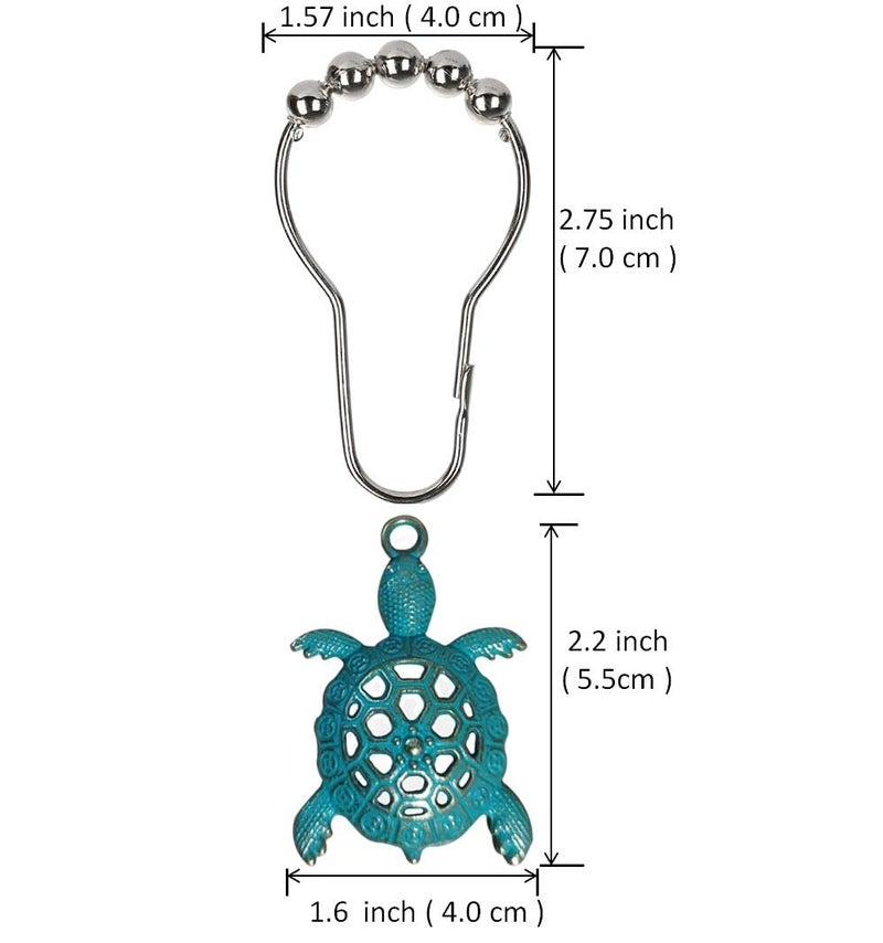 Aimoye Nautical Green Sea Turtles Beach Theme Shower Curtain Hooks, Blue Ocean Decor Shower Hooks for Shower Curtain, Tropical Shower Curtain Rings Rust Proof Shower Curtain Hanger Clips - Image 3