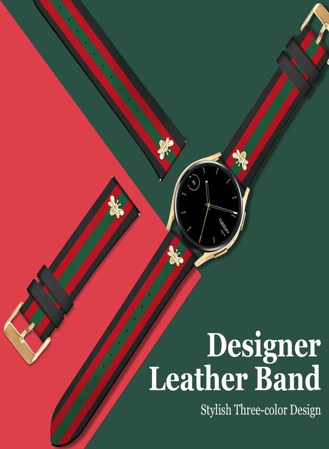 MOINSPIRE Designer Leather Bands with Charms Compatible with Samsung Galaxy Watch 7/6/5/4/Active 2 40mm 44mm/Watch 6 Classic 43mm 47mm/Watch 5 Pro 45mm/Watch 4 Classic 42mm 46mm, 20mm - Image 3