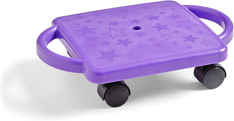 hand2mind hand2mind Purple Indoor Scooter Board with Safety Handles for Kids Ages 612 Plastic Floor Scooter Board with Rollers Physical Education for Home Homeschool Supplies Pack of 1 - Image 1