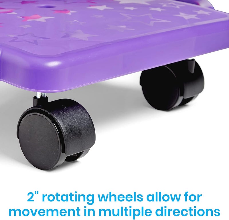 hand2mind hand2mind Purple Indoor Scooter Board with Safety Handles for Kids Ages 612 Plastic Floor Scooter Board with Rollers Physical Education for Home Homeschool Supplies Pack of 1 - Image 3