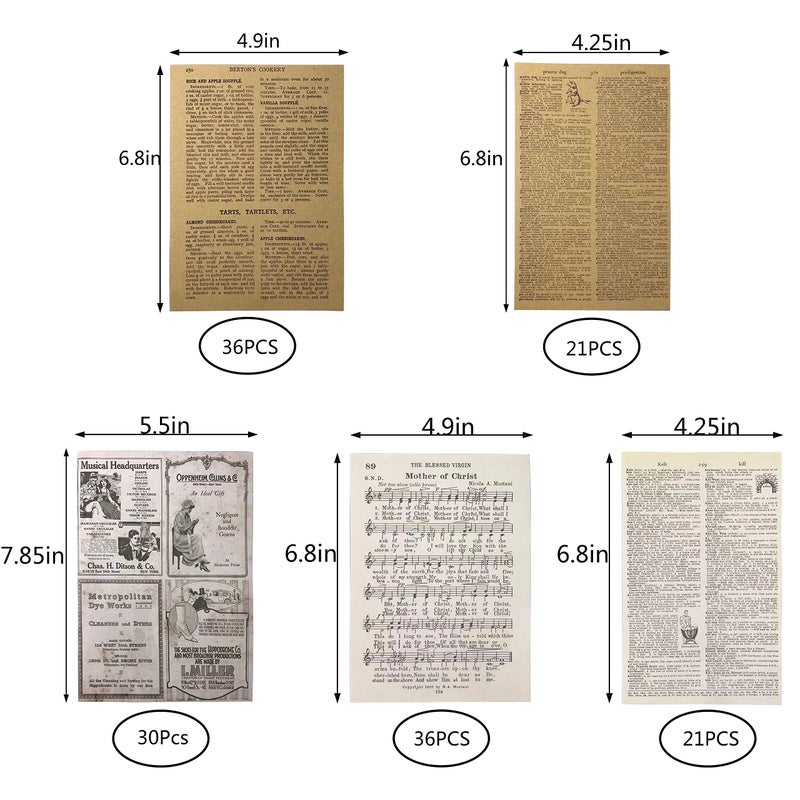 MUMULULU 144 PCS Junk Journal Pages Vintage Kraft Magazine Writing Paper Magazine Trash Newspaper Magazine Vintage Paper Scrapbooks and PaperCuts Decorate DIY Craft Background Paper - Image 2