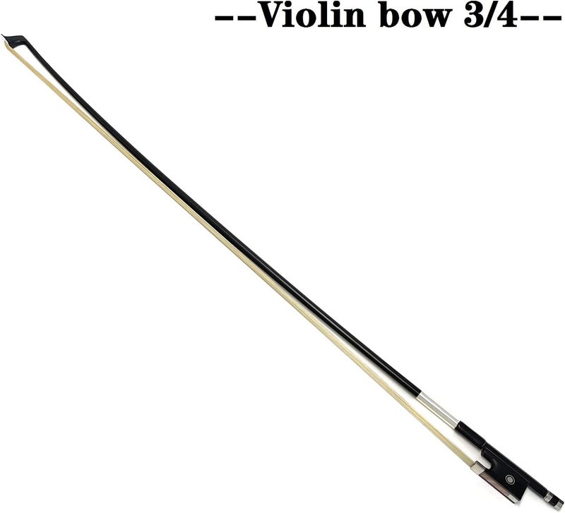 LIEKE Carbon Fiber Violin Bow 3/4 size lightweight Fiddle Bow (3/4 size, Black) - Image 2