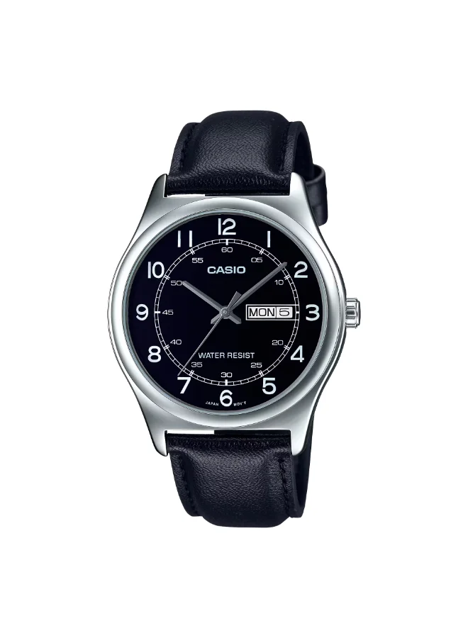 CASIO Men's Leather Analog Watch MTP-V006L-1B2UDF - 38 mm