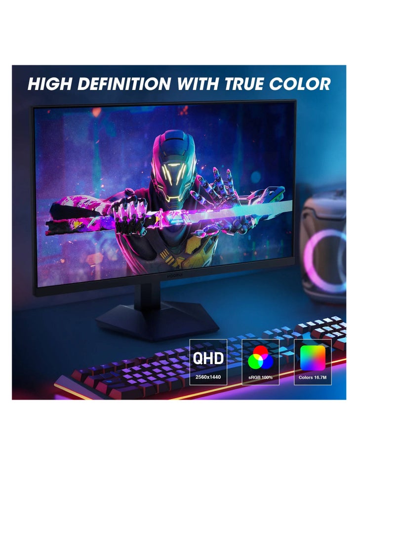 KOORUI KOORUI GN07 Gaming Monitor, 27" QHD IPS Display, 170Hz Refresh Rate, 1ms Response Time, G-Sync & AMD FreeSync Premium Technology, Crosshair Function, Timer Function, Game Mode, Black | GN07  - Image 2