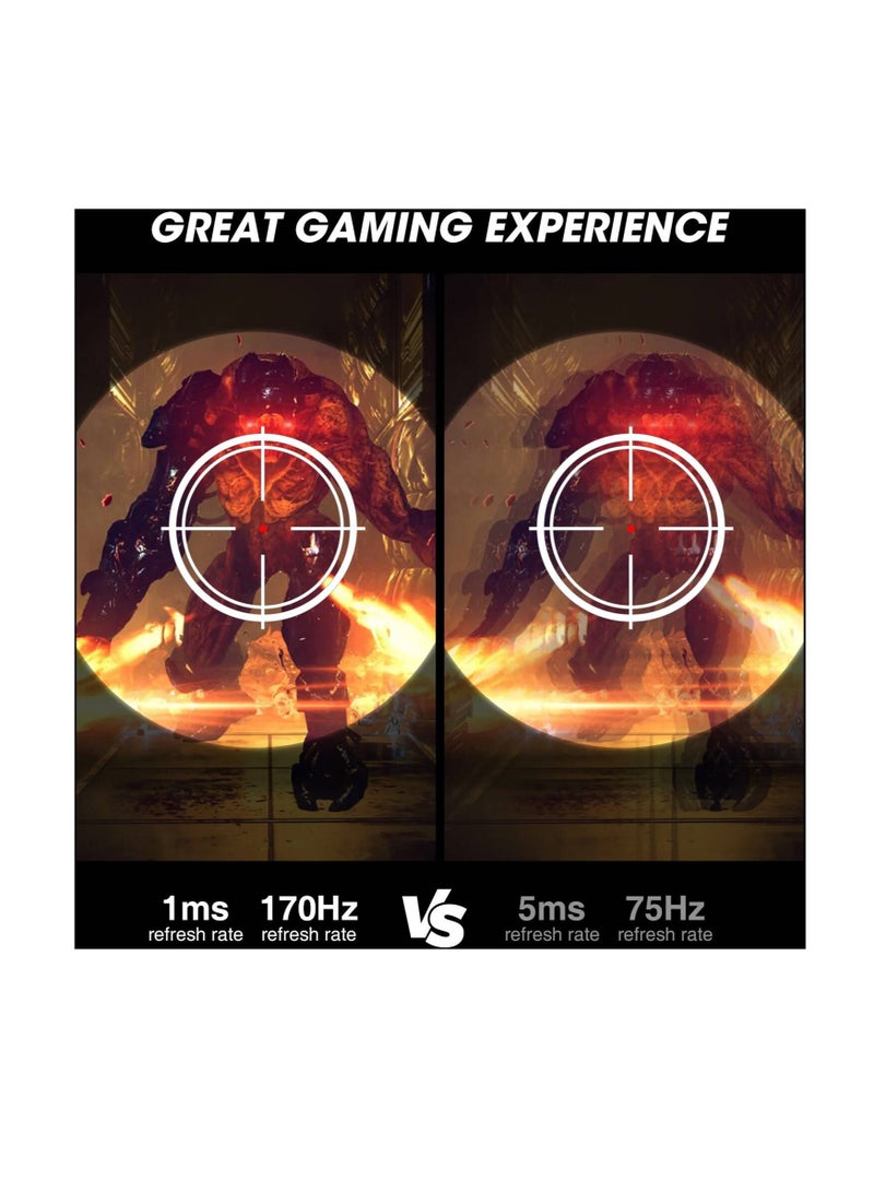 KOORUI KOORUI GN07 Gaming Monitor, 27" QHD IPS Display, 170Hz Refresh Rate, 1ms Response Time, G-Sync & AMD FreeSync Premium Technology, Crosshair Function, Timer Function, Game Mode, Black | GN07  - Image 4
