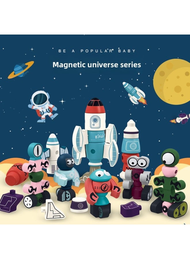 Children's Magnetic Building Blocks Rocket Puzzle Galaxy Guard Diy Assembled Building Blocks 1-3 Years Old Boys Toys-Specifications:Super Rocket  - Image 2