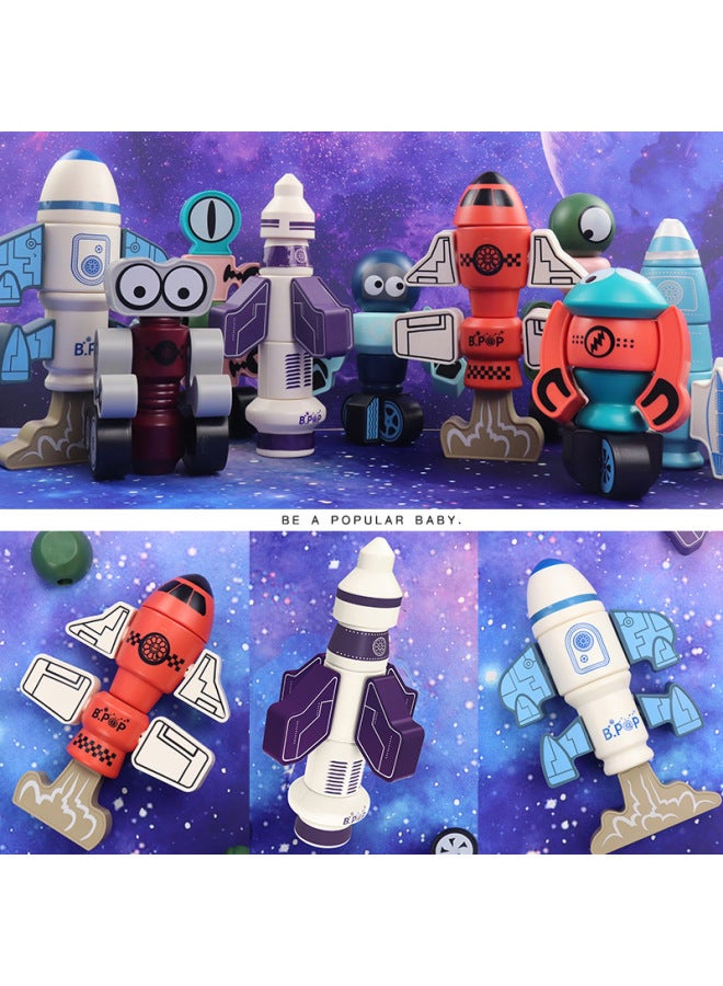 Children's Magnetic Building Blocks Rocket Puzzle Galaxy Guard Diy Assembled Building Blocks 1-3 Years Old Boys Toys-Specifications:Super Rocket  - Image 5