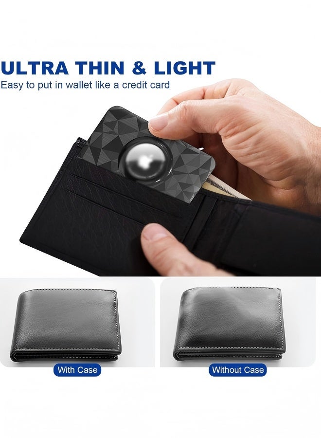 2-Pack Ultra-Thin Airtag Wallet Holders - Sleek and Compact Card Cases Designed Specifically for Air Tag - Ideal for Use in Purses, Handbags, Backpacks, Wallets, and Clutch Bags - for Passport Holder for Travel Women - Black/Clear Pink - Image 3