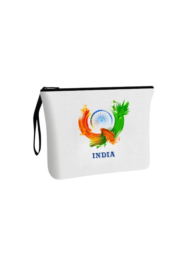 حقيبة مستحضرات التجميل ليوم جمهورية الهند - منظم مكياج صديق للبيئة وقابل لإعادة الاستخدام - مثالية للسفر والاستخدام اليومي والناجين - مثالية للاحتفال بيوم جمهورية الهند بأناقة - Image 1