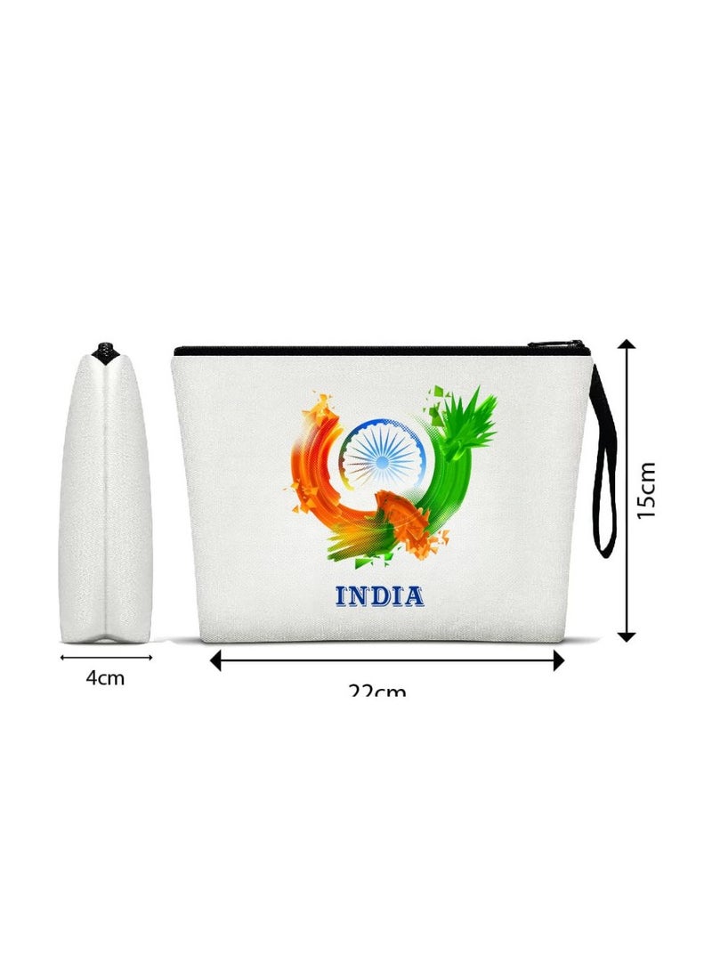 حقيبة مستحضرات التجميل ليوم جمهورية الهند - منظم مكياج صديق للبيئة وقابل لإعادة الاستخدام - مثالية للسفر والاستخدام اليومي والناجين - مثالية للاحتفال بيوم جمهورية الهند بأناقة - Image 2
