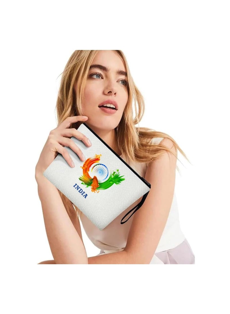 حقيبة مستحضرات التجميل ليوم جمهورية الهند - منظم مكياج صديق للبيئة وقابل لإعادة الاستخدام - مثالية للسفر والاستخدام اليومي والناجين - مثالية للاحتفال بيوم جمهورية الهند بأناقة - Image 3