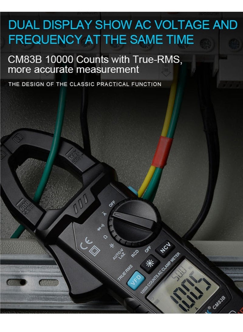 MESTEK Digital Clamp Meter 600A AC Current 600V AC/DC Voltage Capacitance Measurement Data Hold Backlight NCV Tester Multimeter - Image 3