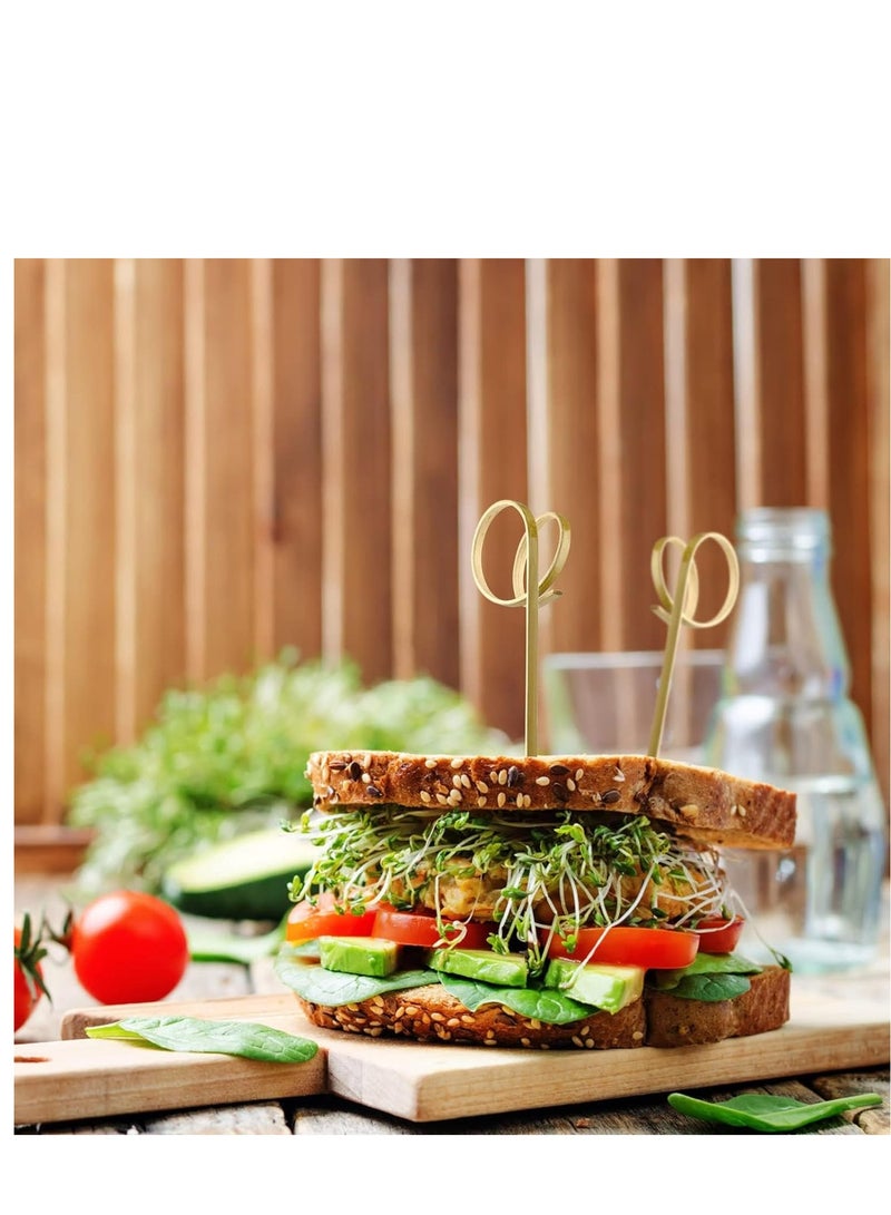 Excefore 100 PCS Cocktail Stick Bamboo Fruit Sticks Wooden Toothpicks, (12cm) for Party Tapas Nibbles Canapes Appetiser Fruit Skewer BBQ Sandwich Bento Accessory Pick Food (Blue) - Image 2