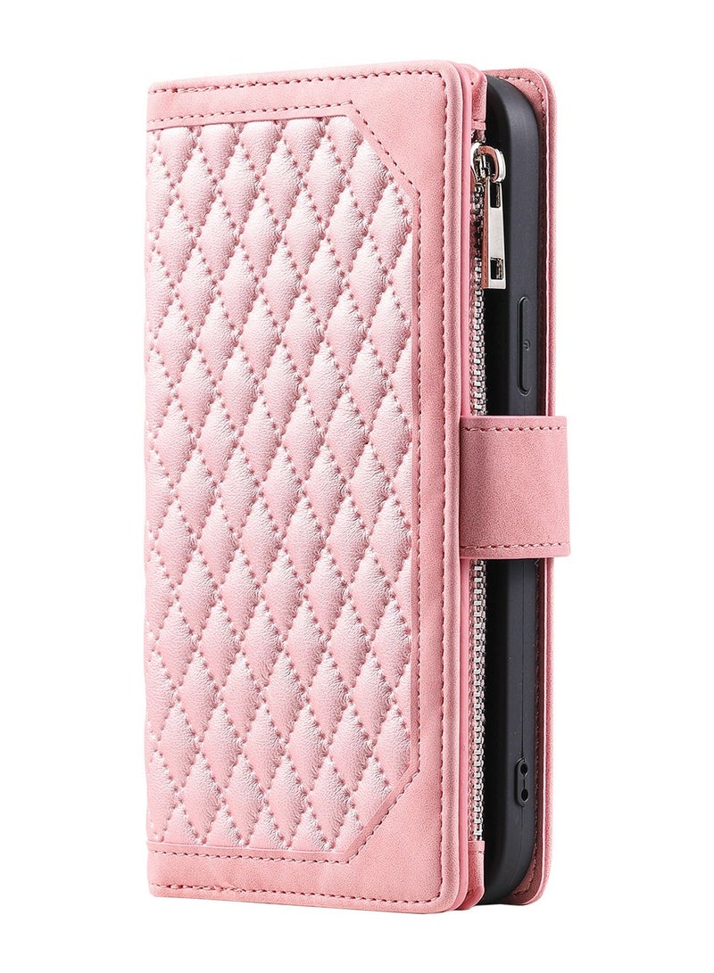 Suteni Zipped Flip Cover Card Slots Leather Phone Case for Samsung - Image 1