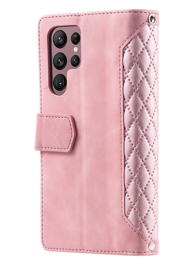 Suteni Zipped Flip Cover Card Slots Leather Phone Case for Samsung - Image 2