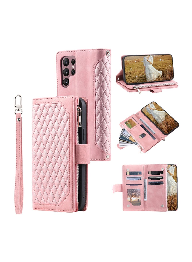 Suteni Zipped Flip Cover Card Slots Leather Phone Case for Samsung - Image 3