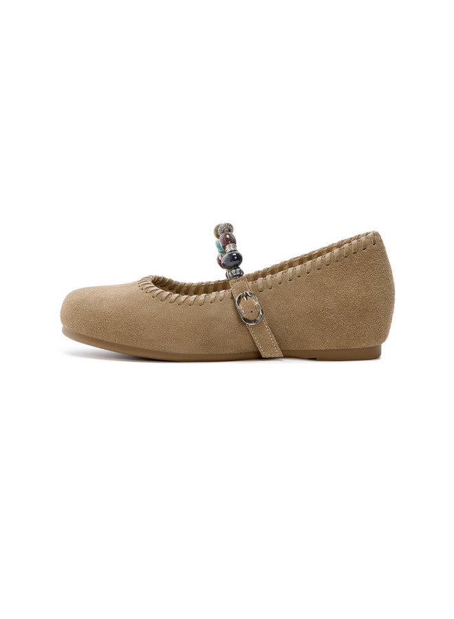 St&Sat Saturday Vintage Mary Jane Shoes For Women, 2025 New Autumn National Style Beaded Platform Birkenstock Flats - Image 3