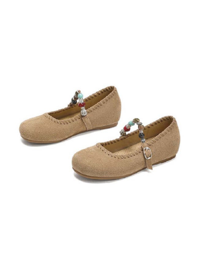 St&Sat Saturday Vintage Mary Jane Shoes For Women, 2025 New Autumn National Style Beaded Platform Birkenstock Flats - Image 1