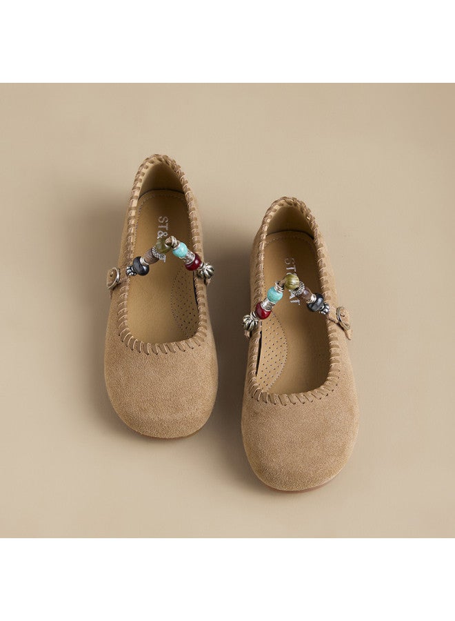 St&Sat Saturday Vintage Mary Jane Shoes For Women, 2025 New Autumn National Style Beaded Platform Birkenstock Flats - Image 5