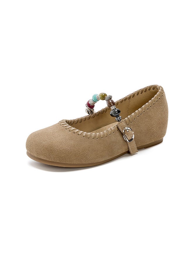 St&Sat Saturday Vintage Mary Jane Shoes For Women, 2025 New Autumn National Style Beaded Platform Birkenstock Flats - Image 4