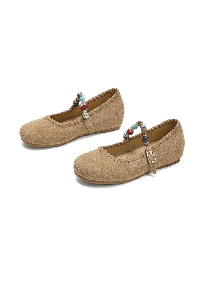 St&Sat Saturday Vintage Mary Jane Shoes For Women, 2025 New Autumn National Style Beaded Platform Birkenstock Flats - Image 2