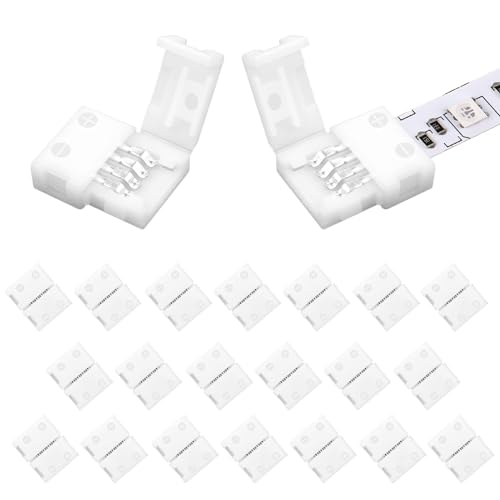 VIPMOON 20 Pack 4 Pin 8mm Led Strip Connectors, 4pin RGB Connectors Solderless Adapter, for 8mm Wide SMD 2835 3528 Multicolor Waterproof or Non-Waterproof LED Strip Light - Image 1