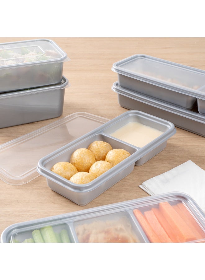 Restaurantware Futura 20 Ounce Meal Prep Containers With Lids, 100 Microwavable To Go Containers - 2 Wide Compartments, Disposable, Silver Plastic Food Containers With Lids, For Take Out or Lunches - Image 3