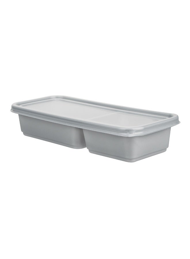 Restaurantware Futura 20 Ounce Meal Prep Containers With Lids, 100 Microwavable To Go Containers - 2 Wide Compartments, Disposable, Silver Plastic Food Containers With Lids, For Take Out or Lunches - Image 1
