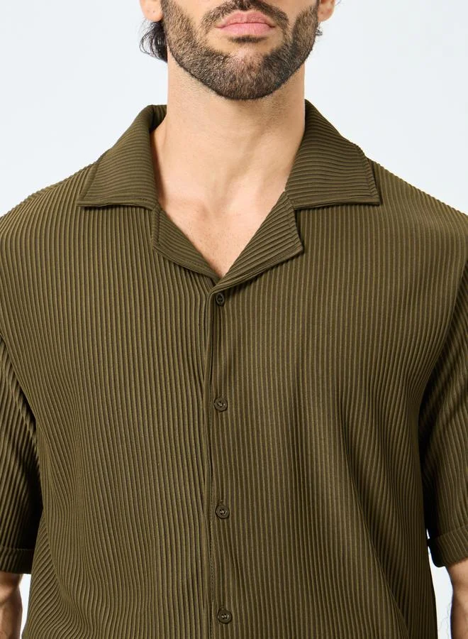Styli Textured Ribbed Knit Relaxed Fit Shirt and Pants Co-Ords