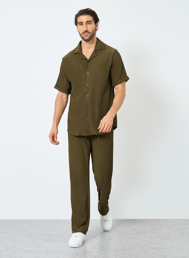 Styli Textured Ribbed Knit Relaxed Fit Shirt and Pants Co-Ords - Image 1
