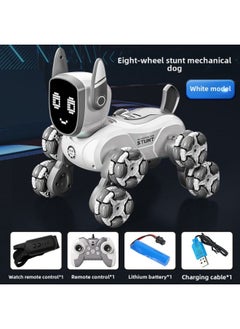 Generic Intelligent Voice Control Robot Dog Children's Toy Boy Electric Remote Control Puppy Dog Electronic Baby Pet Gift-Color:Smart Mechanical Dog White -Specifications:Three Chargers, 3 Sets Of Batteries + Charging Cable  - Image 1