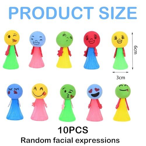 Zytiqt Spring Toy, 10 Pack Jumping Toys for Kids, Fun Party Favors and Return Gifts, Bouncy Smiley Balls for Kids Age 10-12, 3 * 6 cm Small Size - Image 2