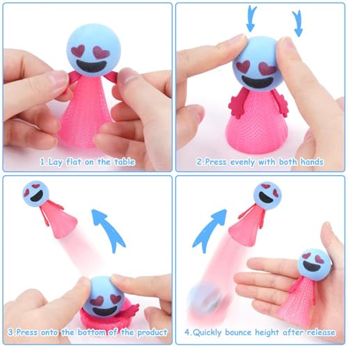 Zytiqt Spring Toy, 10 Pack Jumping Toys for Kids, Fun Party Favors and Return Gifts, Bouncy Smiley Balls for Kids Age 10-12, 3 * 6 cm Small Size - Image 5