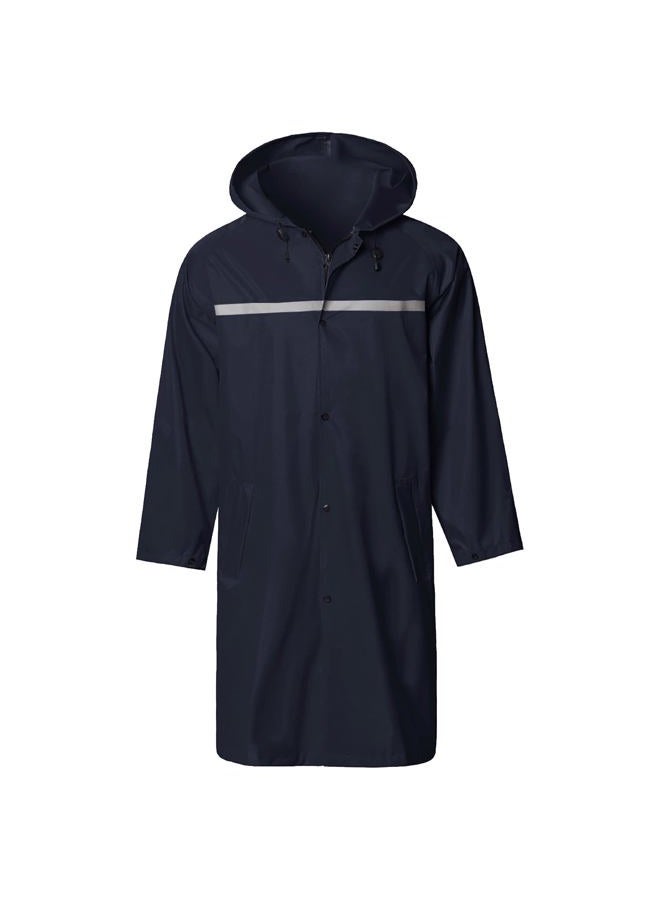 SquarePie Mens Long Hooded Safety Rain Jacket Waterproof Emergency Raincoat Poncho(Navy,L) - Image 1