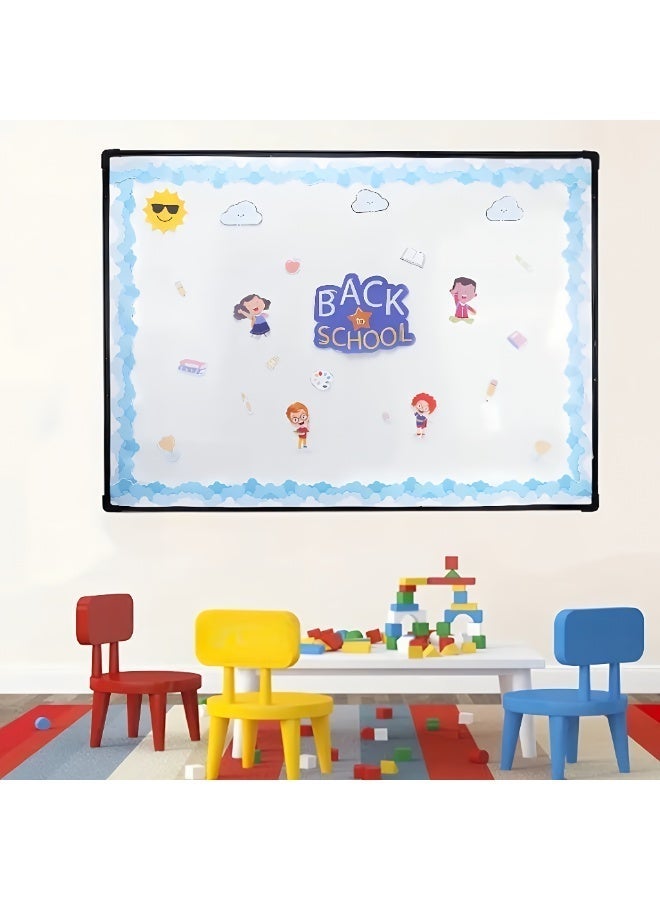 ALMiHomi 1 Roll 10m Cloud Border Bulletin Board Sticker – Light Blue Sky Self-Adhesive Wall Trim for Classroom, Kids Room, School Chalkboard, Office or Window Decor – Easy Peel, Cute Cloud Lace Pattern - Image 2