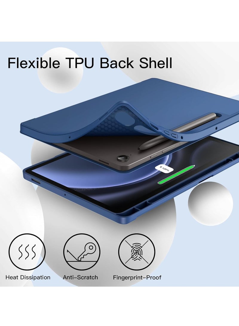 ELTRAZONE Case for Tab S9 FE 10.9-Inch with S Pen Holder - Soft TPU Tri-Fold Stand Protective Tablet Cover, Supports S Pen Charging, Auto Wake/Sleep - Navy Blue - Image 3