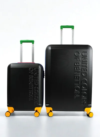 UNITED COLORS OF BENETTON BNTA-203X Set of 2 Luggage with TSA Lock| Material- Acrylonitrile Butadiene Styrene| Adjustable Trolley Handle | Smooth Dual Wheels 360degree rotate| SIZE-20/28 Inch| BLACK