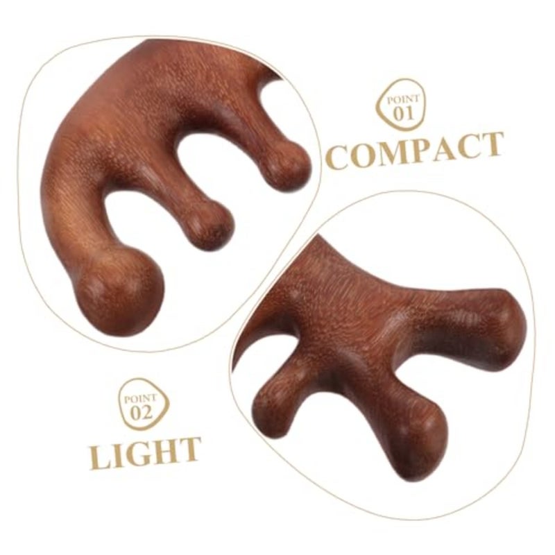 2pcs Wooden Scalp Massager Comb Wide Tooth Guasha Tool for Gentle Scalp Stimulation and Relaxation Durable Sandalwood Design for All Hair Types - Image 3