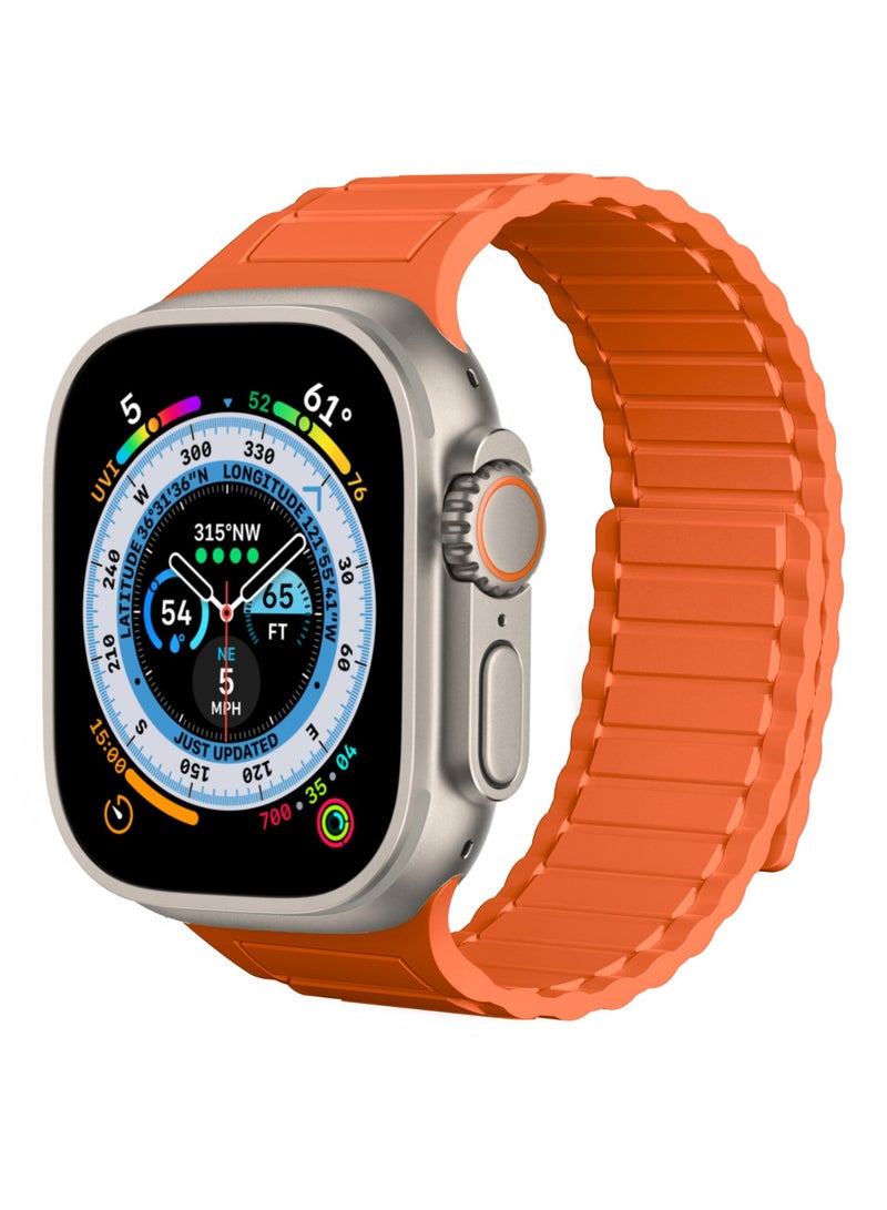 ICARLUS Magnetic Watchband Compatible with Apple Watch for Men 44mm 45mm 46mm 49mm 42mm（Series 3） Women Silicone Sport Strong Magnet Strap for iWatch Series 10 9 ULTRA 2 SE 8 7 6 5 4 3 1