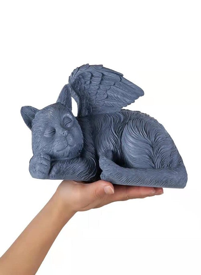 Cuodia Cat Memorial Sculpture, Big Greey Resin Statue with Angel Wings, Pet Tribute for Indoor Decoration or Outdoor Backyard Garden - Image 5