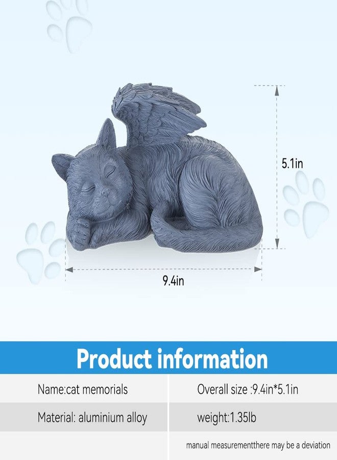 Cuodia Cat Memorial Sculpture, Big Greey Resin Statue with Angel Wings, Pet Tribute for Indoor Decoration or Outdoor Backyard Garden - Image 2