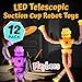 Playbees LED Telescopic Suction Cup Robot Toys 12PACK Shape Changing Educational Fidget Toys Sensory Toys ADHD Autistic Stimulating Creative Learning Pop Tubes Robot Party Favors - Image 4