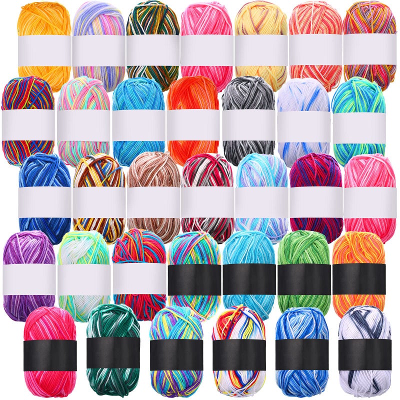 Fabbay 34 Rolls Milk Cotton Yarn for Crocheting and Knitting Soft Rainbow Multi Colored Yarn for Crocheting and Knitting Craft Project