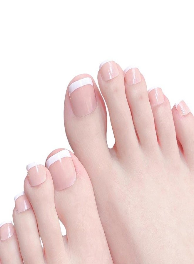 Obtheleg Toe Nails Press On Toe Nails Artificial 24pc Fake Toe Nails Skin Colours Toe Nail Extension for Women - Image 2