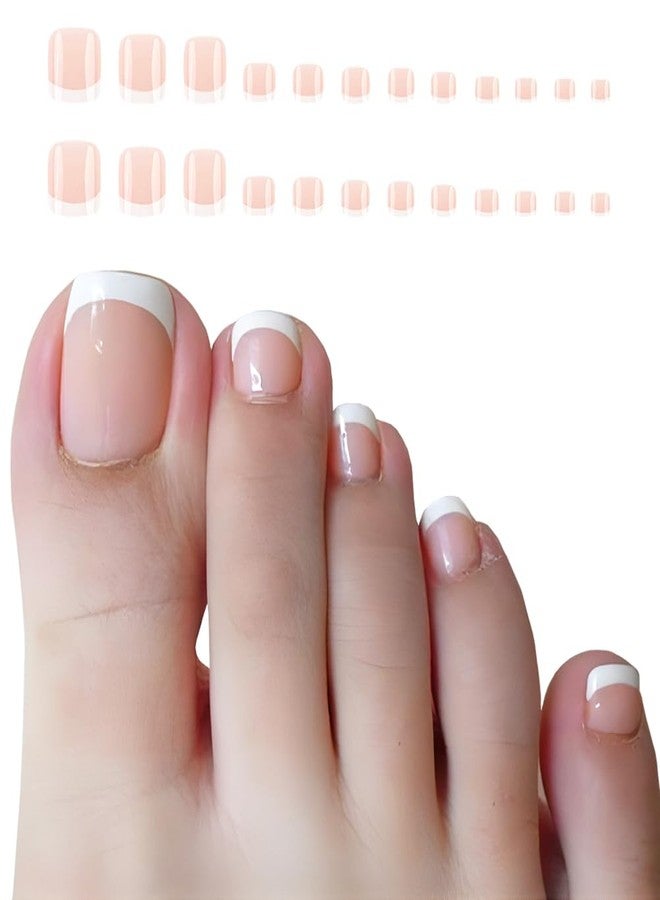 Obtheleg Toe Nails Press On Toe Nails Artificial 24pc Fake Toe Nails Skin Colours Toe Nail Extension for Women - Image 5