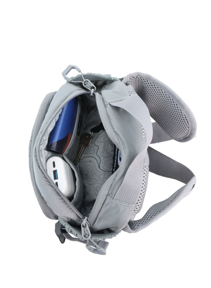 ديسكفري Discovery Body Spirit Nylon Ripstop Waist Bag Grey for Men and Women, Durable Lightweight Waterproof Hip Pack Bag/Crossbody/Sling/Belt Bag  Outdoor Hiking Trekking Running Camping