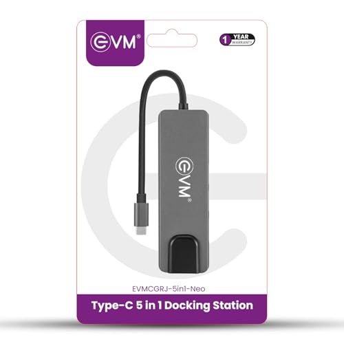 EVM USB C Hub 5-in-1 | 4K HDMI | 3 USB 3.0 | Gigabit Ethernet | 100W PD Charging | Type-C Docking Station Adapter for MacBook Laptop Windows | 1 Year Warranty (EVMCGRJ-5in1-Neo) - Image 5