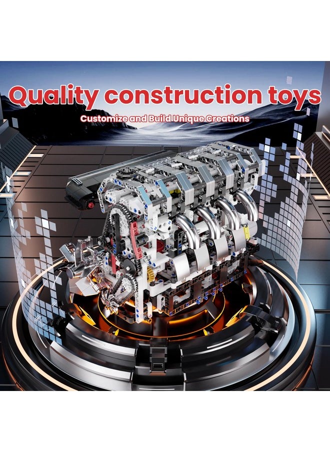 mould king Mould King L4 Engine Building Blocks, Mini Engine Model Kit, 10087 Creative Motor Building Kit, STEM Toys Sets, Gift for Kids 14+ and Adults (1787pcs)  - Image 4