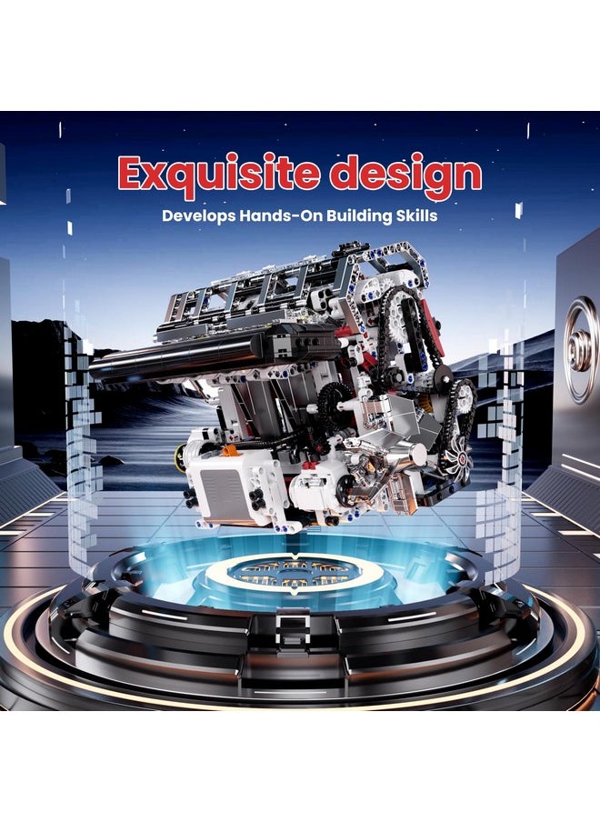 mould king Mould King L4 Engine Building Blocks, Mini Engine Model Kit, 10087 Creative Motor Building Kit, STEM Toys Sets, Gift for Kids 14+ and Adults (1787pcs)  - Image 2